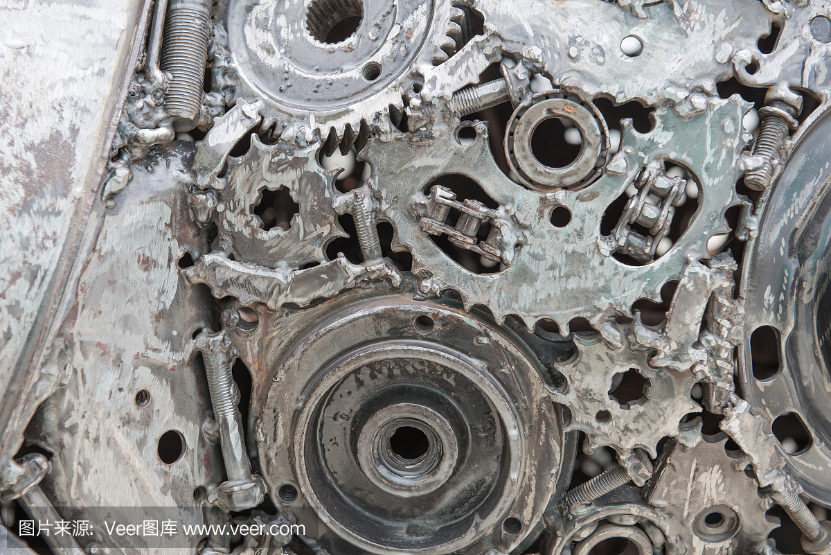 抽象金属背景机械棘轮螺栓和螺母